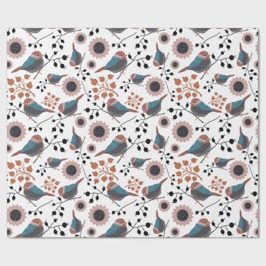 Floral Pattern Mauve Blue Pink Cadeaupapier (Vlak)