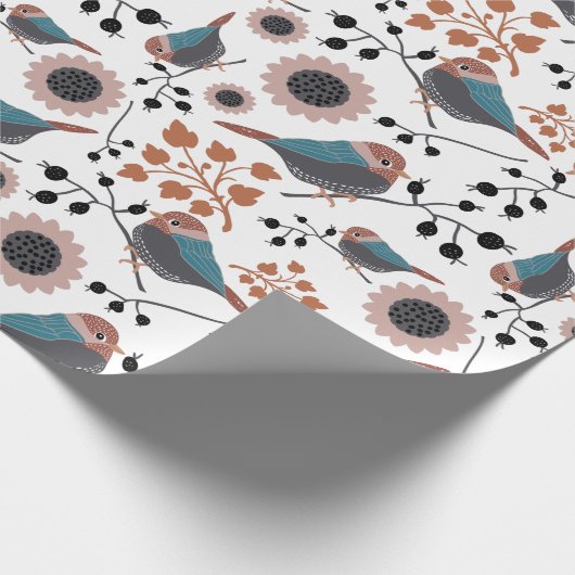 Floral Pattern Mauve Blue Pink Cadeaupapier (Hoek)