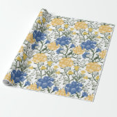 Floral Pattern met Big Flowers Bluebell May Lily Cadeaupapier (Uitgerold)