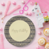 Floral pattern met crème en taupe papieren bordje (Feest)