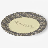 Floral pattern met crème en taupe papieren bordje (Gekanteld)