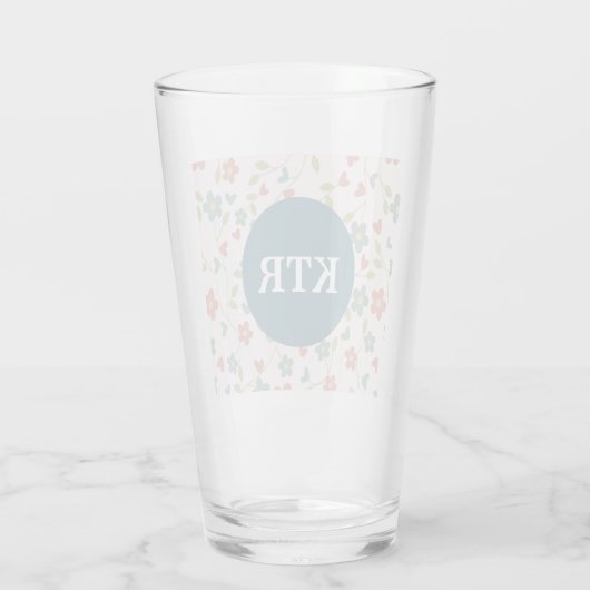 Floral Pattern met Monogram Glass Tumbler (Achterkant)