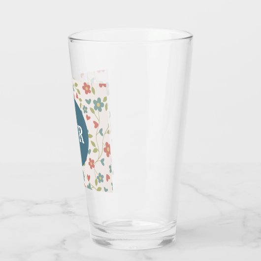 Floral Pattern met Monogram Glass Tumbler (Links)