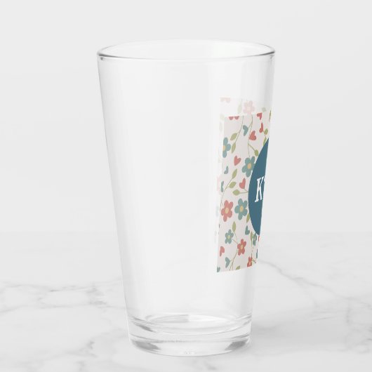 Floral Pattern met Monogram Glass Tumbler (Rechts)