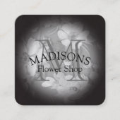 Floral Pattern met Monogram Vierkante Visitekaartje (Voorkant)