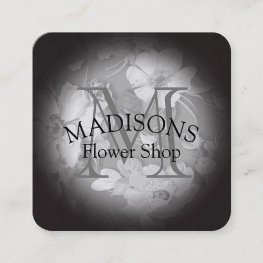 Floral Pattern met Monogram Vierkante Visitekaartje (Voorkant)