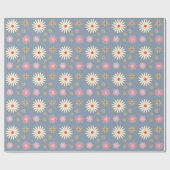 Floral Pattern Modern Light Blue Birthday Cadeaupapier (Vlak)