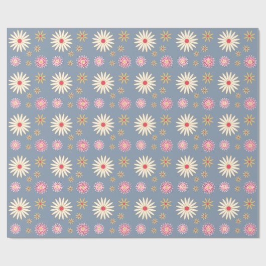 Floral Pattern Modern Light Blue Birthday Cadeaupapier (Vlak)