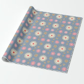 Floral Pattern Modern Light Blue Birthday Cadeaupapier (Uitgerold)