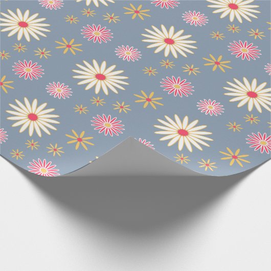 Floral Pattern Modern Light Blue Birthday Cadeaupapier (Hoek)