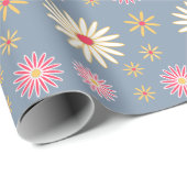 Floral Pattern Modern Light Blue Birthday Cadeaupapier (Rol Hoek)