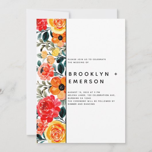 Floral Pattern Modern Wedding Kaart (Voorkant)