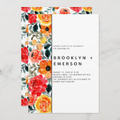 Floral Pattern Modern Wedding Kaart (Voorkant / Achterkant)