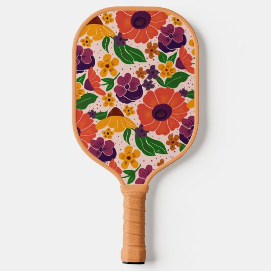 Floral Pattern Monogram Pickleball Paddle (Achterkant)