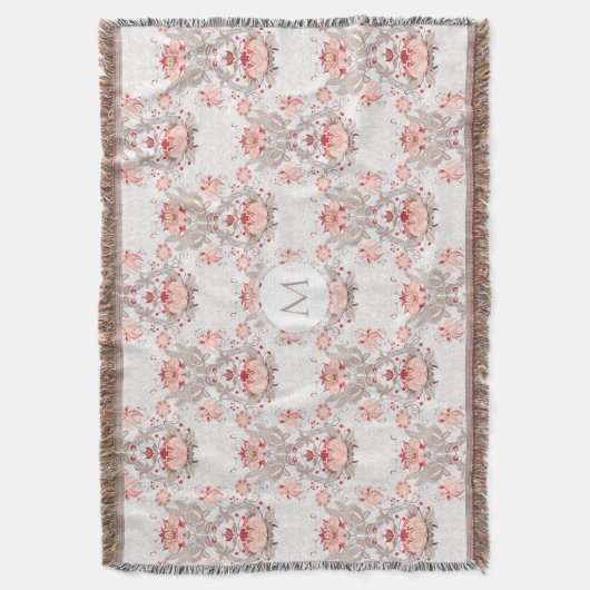 Floral Pattern Monogram T Blanket Deken (Voorkant Verticaal)
