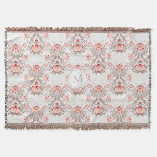  Floral Pattern Monogram T Blanket Deken