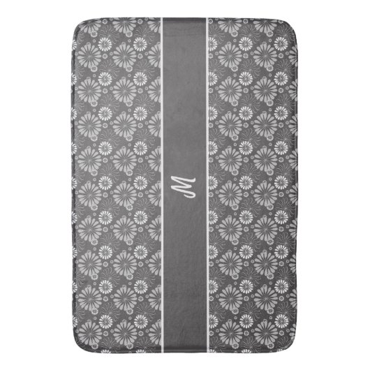 Floral Pattern Monogrammed Badmat (Voorkant Verticaal)