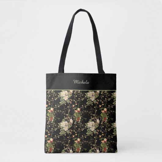 Floral Pattern Monogrammed Canvas tas (Voorkant)