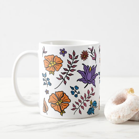 Floral Pattern Mug Koffiemok (Met donut)
