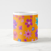 Floral Pattern, Multicolor op Bright Sinaasappel Grote Koffiekop (Voorkant)