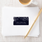 Floral Pattern Navy/White - Adresetiketten Etiket (Insitu)