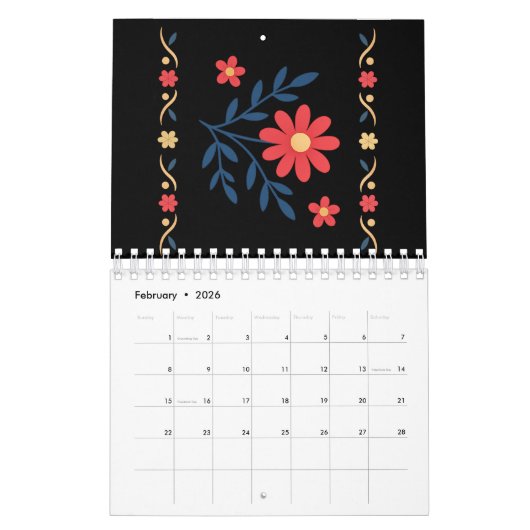 Floral Pattern Notitieboek Kalender (Feb 2026)