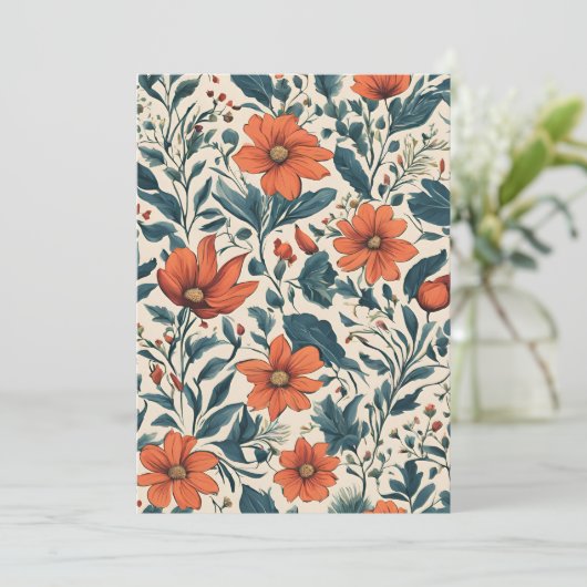 Floral Pattern of Vibrant Orange Flowers Kaart (Staand voorkant)