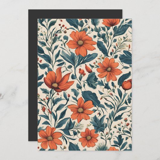 Floral Pattern of Vibrant Orange Flowers Kaart (Voorkant / Achterkant)