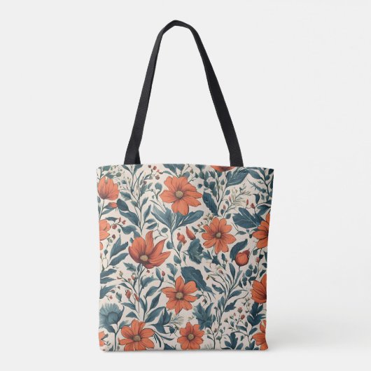 Floral Pattern of Vibrant Orange Flowers  Tote Bag (Achterkant)