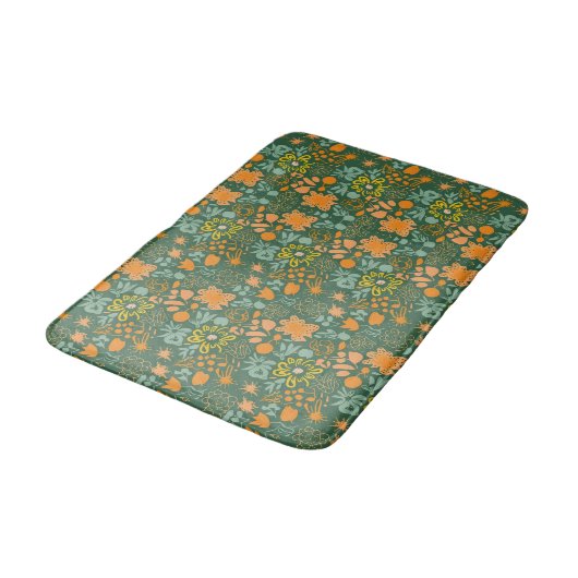 Floral pattern on a dark green background  badmat (Gekanteld)