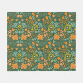 Floral pattern on a dark green background  fleece deken (Voorkant (Horizontaal))