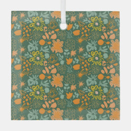 Floral pattern on a dark green background  glas ornament