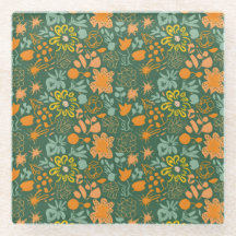 Floral pattern on a dark green background 