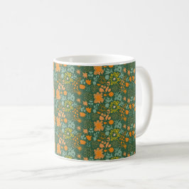 Floral pattern on a dark green background  koffiemok
