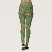 Floral pattern on a dark green background  leggings (Achterkant)