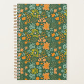 Floral pattern on a dark green background  planner (Voorkant)