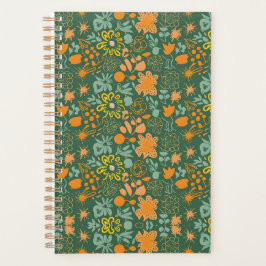 Floral pattern on a dark green background  planner