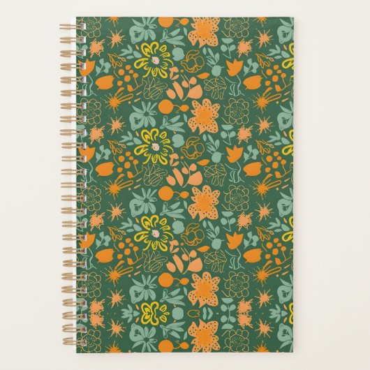 Floral pattern on a dark green background  planner (Voorkant)