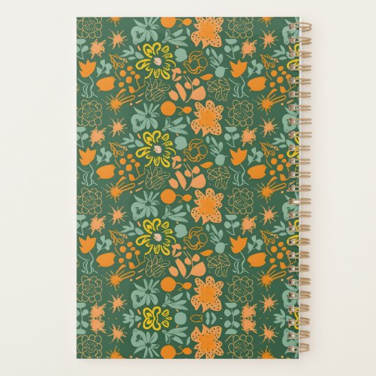 Floral pattern on a dark green background  planner (Achterkant)