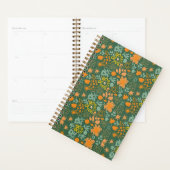 Floral pattern on a dark green background  planner (Display)