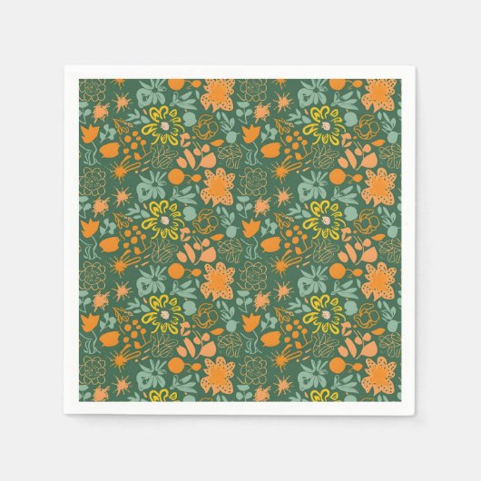 Floral pattern on a dark green background  servet (Voorkant)