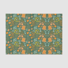 Floral pattern on a dark green background  tissuepapier
