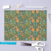 Floral pattern on a dark green background  tissuepapier (Craft)