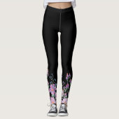Floral Pattern on Black Leggings (Voorkant)