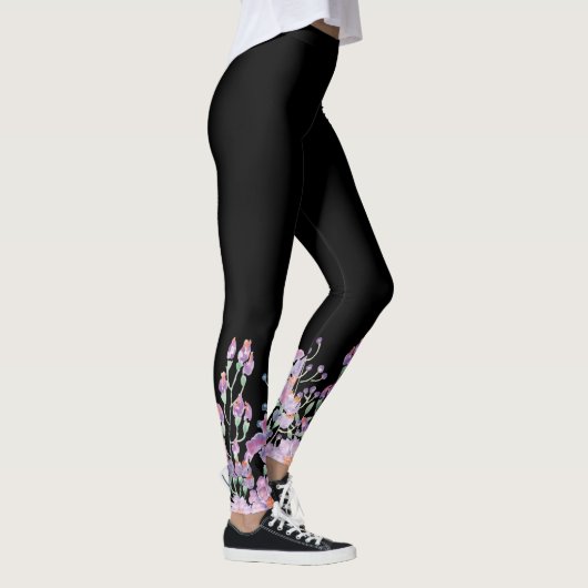 Floral Pattern on Black Leggings (Rechts)