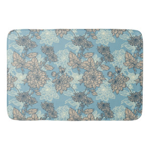 Floral Pattern on Blue Background Badmat