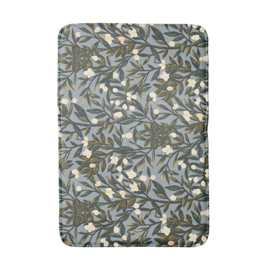 Floral pattern on dusty blue-gray background badmat (Voorkant Verticaal)