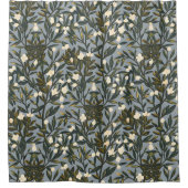 Floral pattern on  dusty blue-gray background douchegordijn (Voorkant)