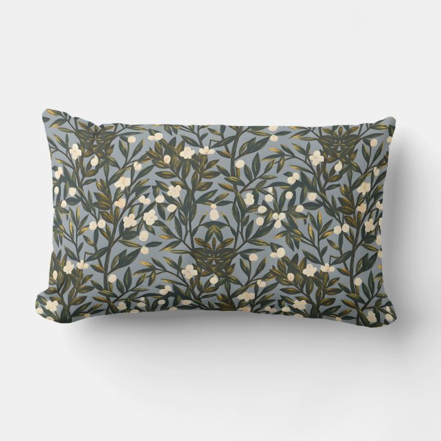 Floral pattern on  dusty blue-gray background kussen (Voorkant)