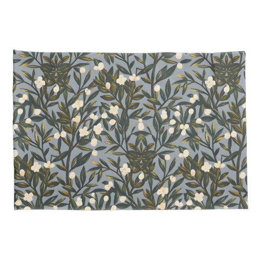 Floral pattern on dusty blue-gray background kussensloop (Achterkant-Rechts)